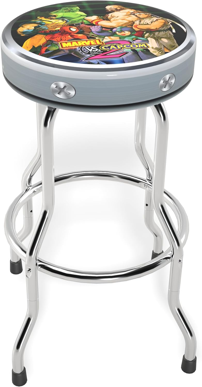 Arcade1Up Officially Licensed Adjustable Stool with Chrome-Plated Steel Frame and High-Density Foam Padding for Supreme Gaming Comfort (Marvel VS Capcom 2) - Image 2